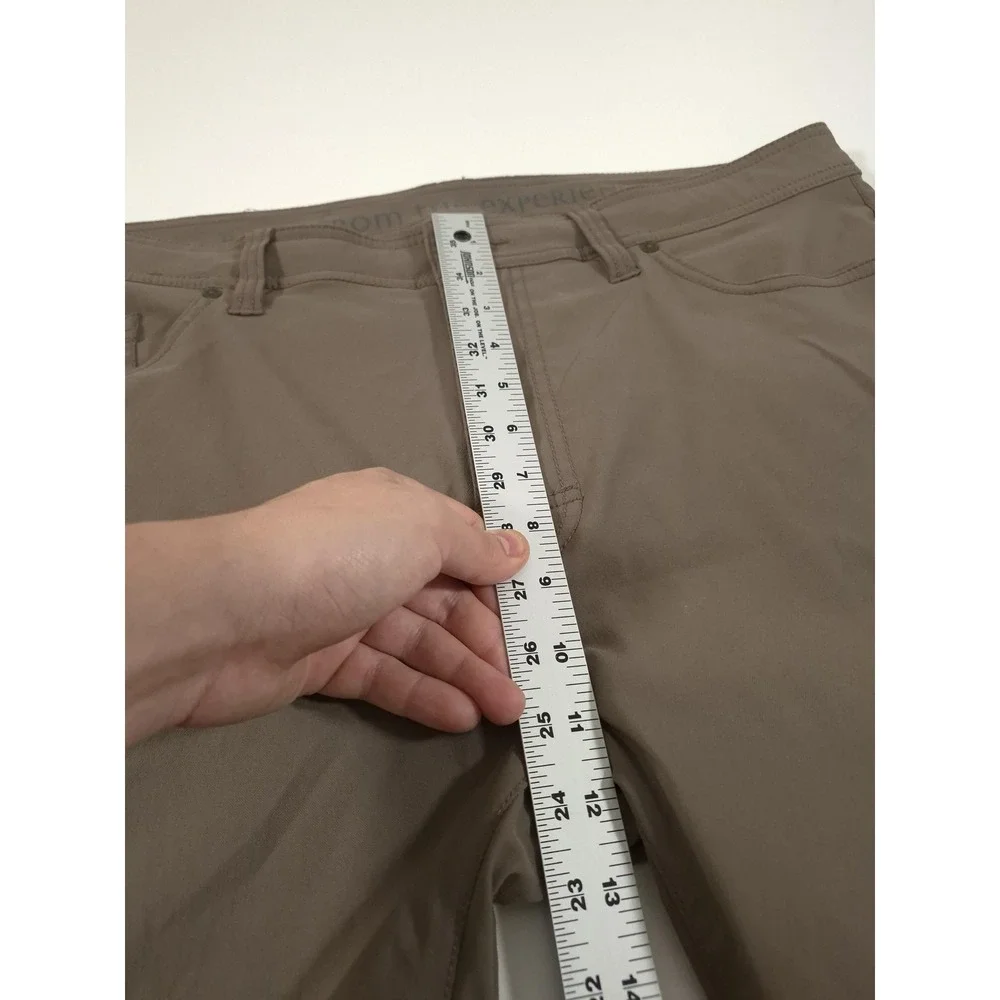 PrAna Brion Pants Mens 38x30 Beige Slim Fit Stretch Nylon 5 Pocket Outdoor